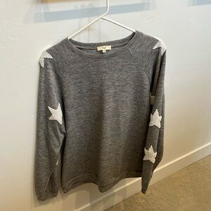 Gray star sleeve sweater